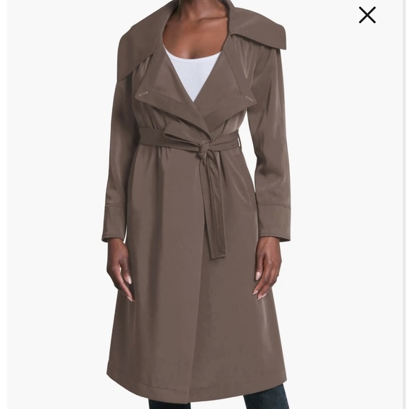 Avex Les Filles Belted Drape Front Trench Small NWT - Picture 1 of 16